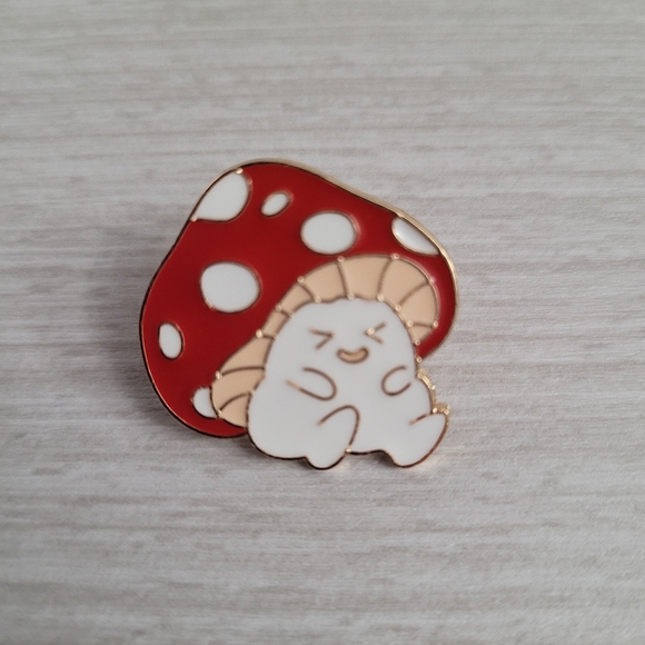 Giggling Mushroom Adorable Enamel Pin - Picture 3 of 9